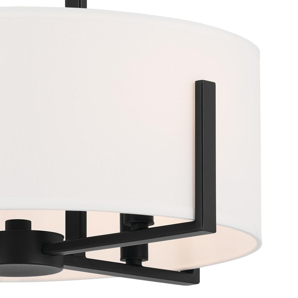 Malen Black Metal Semi-Flush 4-Light with White Fabric Shade