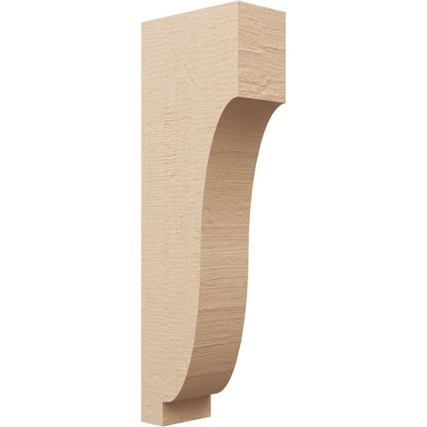 Ekena Millwork Thin Series 2 6 in. x 12 in. x 36 in. Van Buren Rough Cedar Woodgrain Timberthane Polyurethane Corbel in Primed Tan