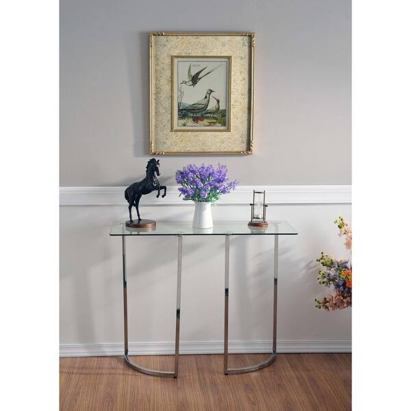 Kenroy Home Caledonia Steel Glass Top Console Table