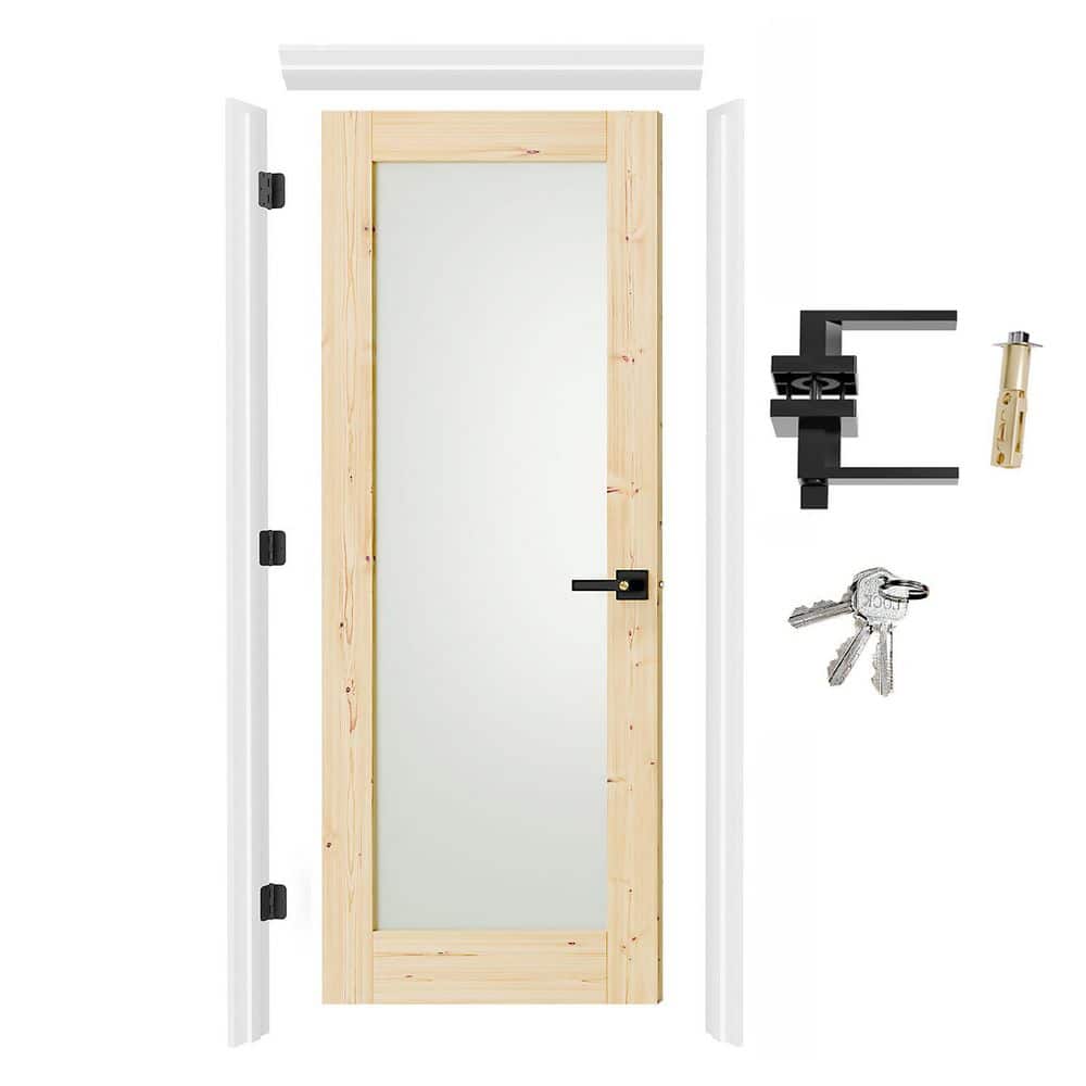 30 in. x 80 in. Pine 5 Lite Frosted Tempered Glass Interior Door Kit with Jamb and Lever Right-Handed Assemble Required price history on PriceWatchPro