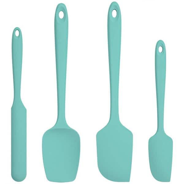 4-Pieces Teal Silicone Spatula Set with 600° Fahrenheit Heat Resistant, Integrated Design for Easy Cleaning