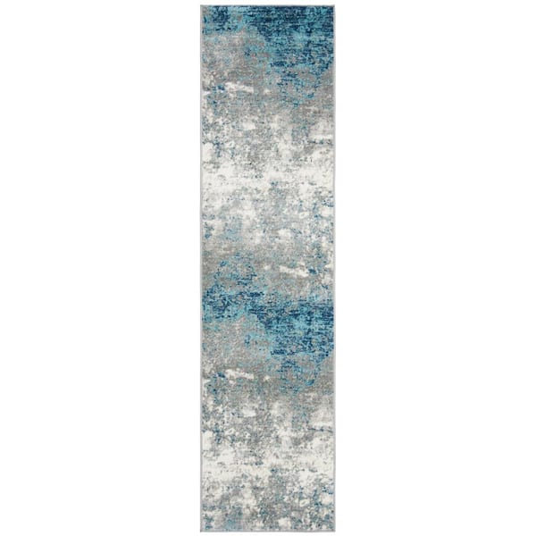 SAFAVIEH Jasper Grey/Blue 2 ft. x 10 ft. Geometric Runner Rug