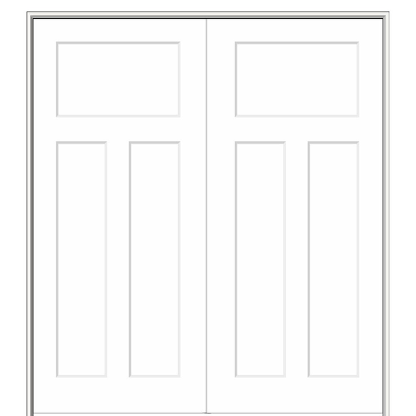 MMI Door 72 in. x 80 in. Smooth Craftsman Both Active Solid Core Primed Molded Composite Double Prehung Interior Door