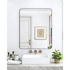 32 in. W x 24 in. H Rectangular Framed Wall Mount Bathroom Vanity Mirror with Non-Rusting Aluminum in Black
