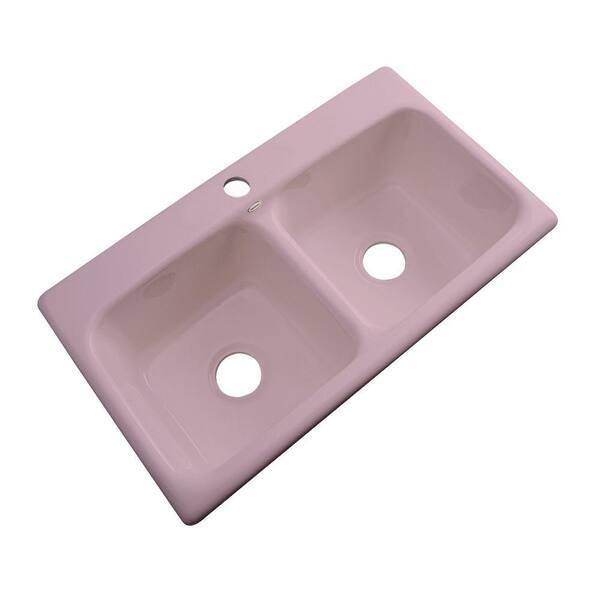 Thermocast Brighton Drop-in Acrylic 33x19x9 in. 1-Hole Double Bowl Kitchen Sink in Wild Rose
