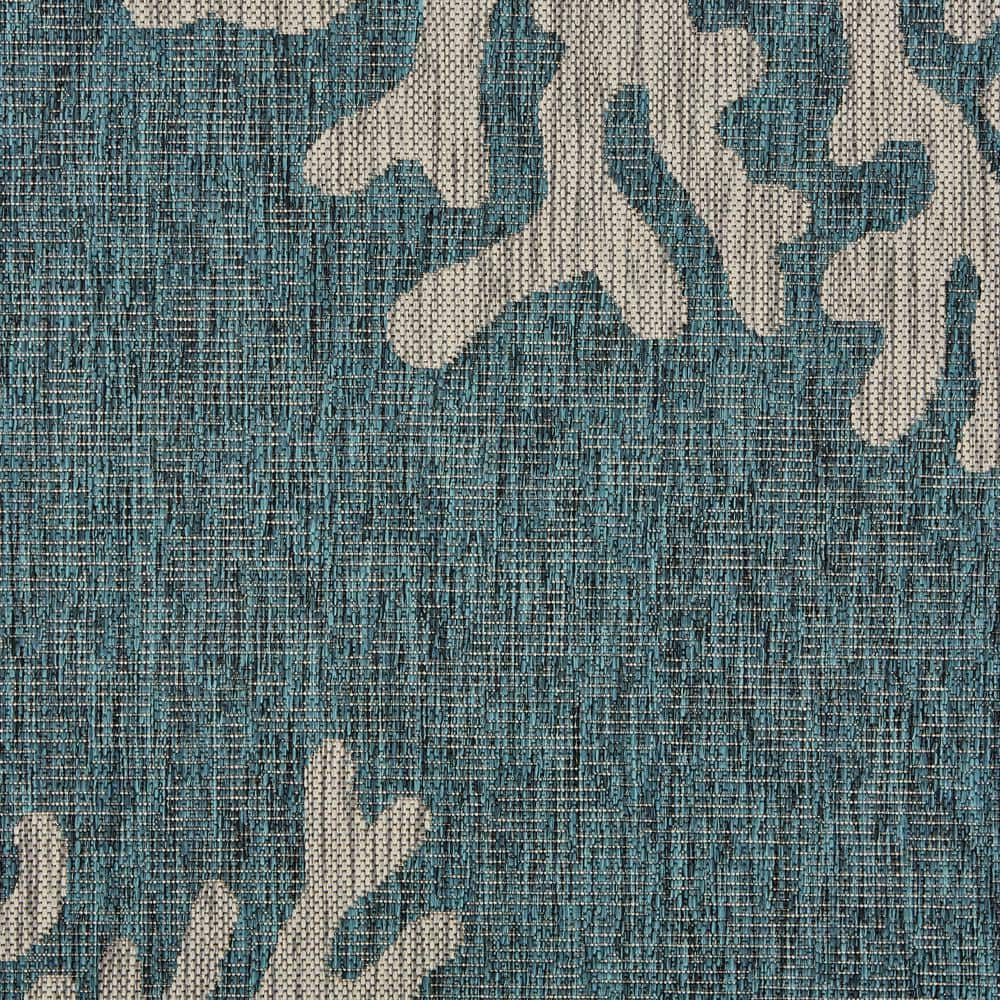 Blue and Gray Coastal Coral Reef 5' x 7' Indoor/Outdoor Rug