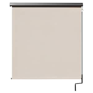 Redondo Cream Cordless Outdoor Patio Roller Shade with Valance 120 in. W x 96 in. L