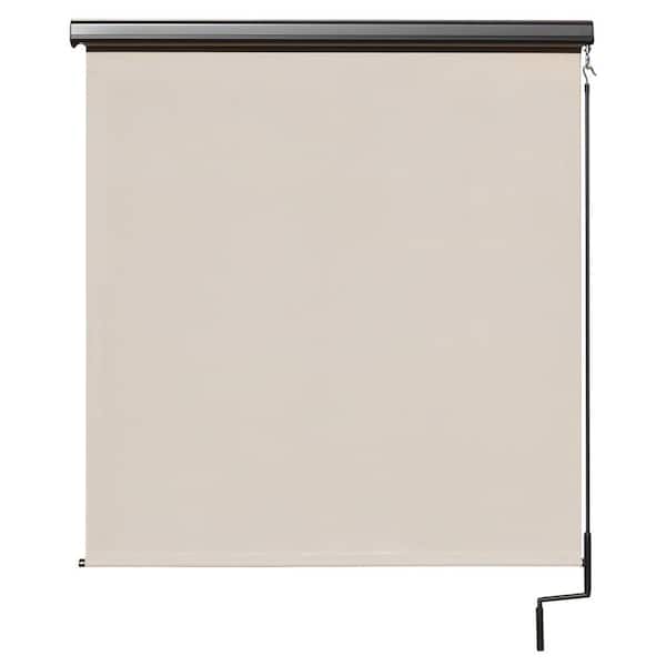 SeaSun Redondo Cream Cordless Outdoor Patio Roller Shade with Valance 120 in. W x 96 in. L
