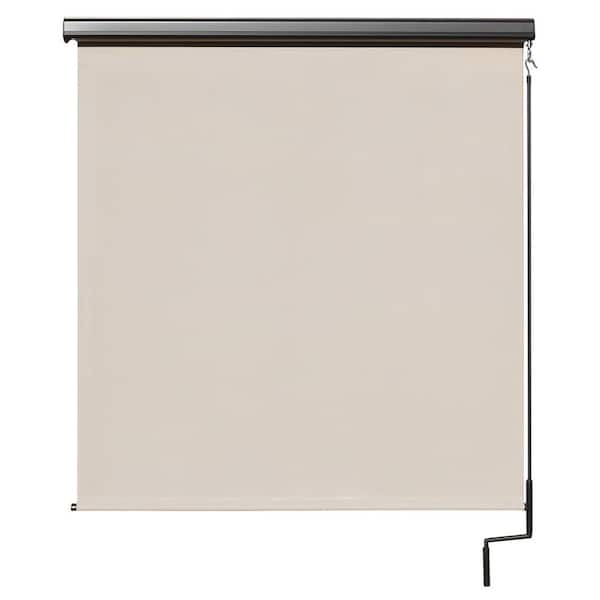Redondo Cream Cordless Outdoor Patio Roller Shade with Valance 120 in. W x 96 in. L