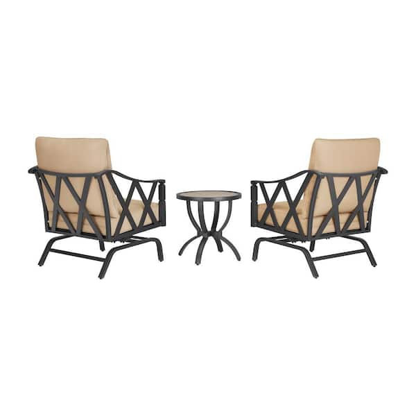 Hampton Bay Harmony Hill 3 Piece Black Steel Outdoor Patio Motion