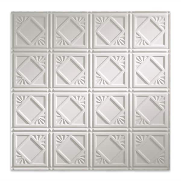 Fasade Traditional Style #4 2 ft. x 2 ft. Vinyl Lay-In Ceiling Tile in Gloss White