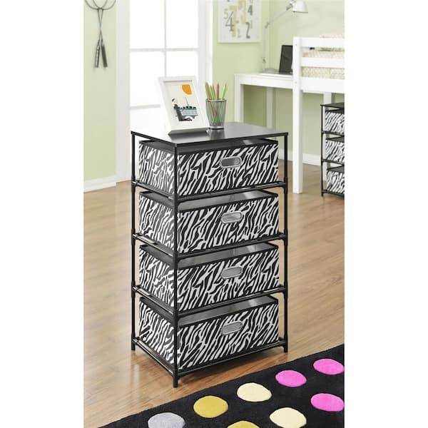 Altra Furniture Zebra Print 4-Bin Storage End Table