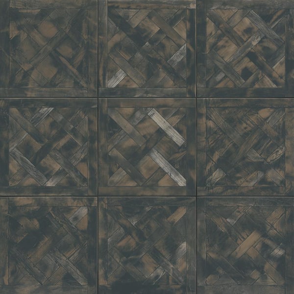 Merola Tile Kings Forest Lattice Black 8-3/4 in. x 8-3/4 in. Ceramic Floor and Wall Take Home Tile Sample