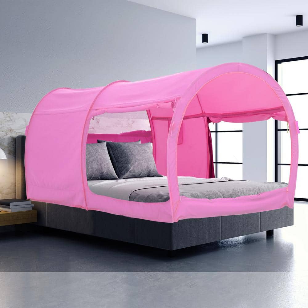 Full Size Pink Polyester Indoor Bed Tent Canopy