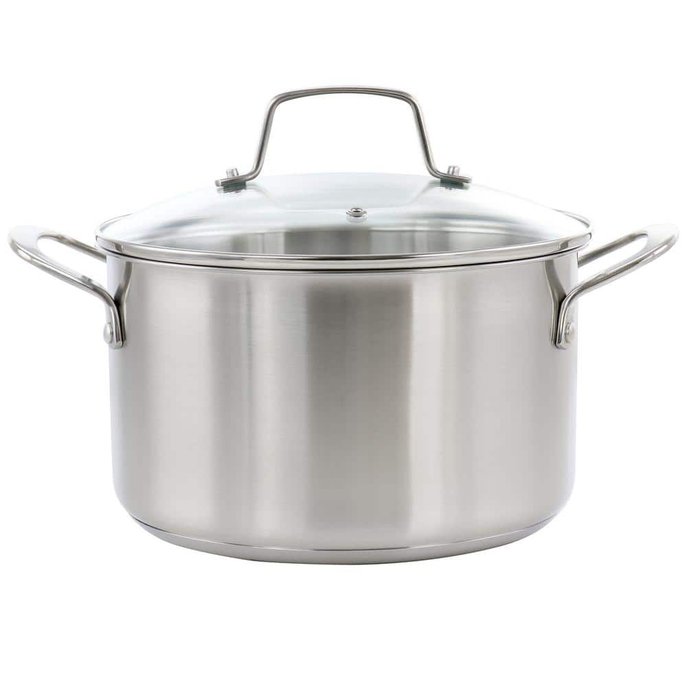 MARTHA STEWART EVERYDAY Midvale 5 qt. Stainless Steel Dutch Oven with Lid  985120065M - The Home Depot