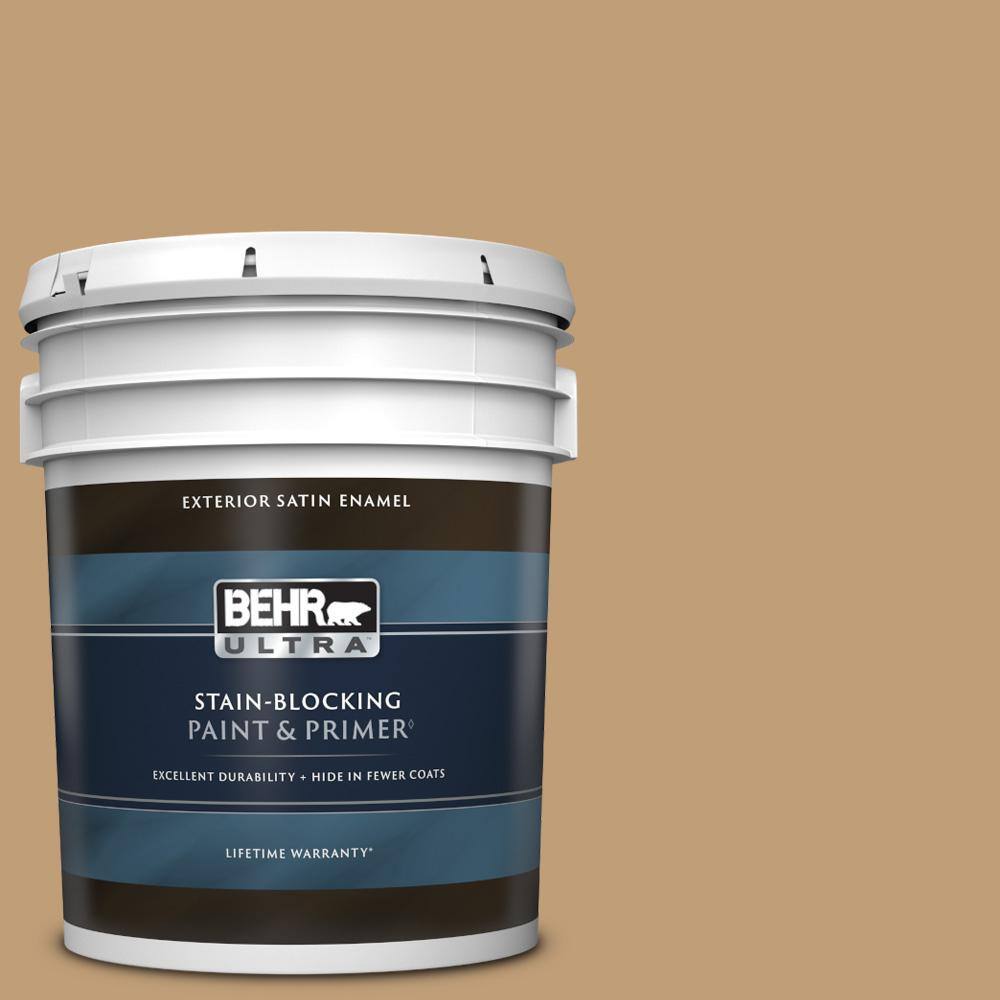 BEHR ULTRA 5 gal. #300F-4 Almond Toast Satin Enamel Exterior Paint ...