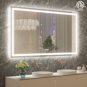 72in. W x 40 in. H Rectangular Tempered Glass Frameless Anti-Fog Dimmable Wall Mounted Bathroom Vanity Mirror