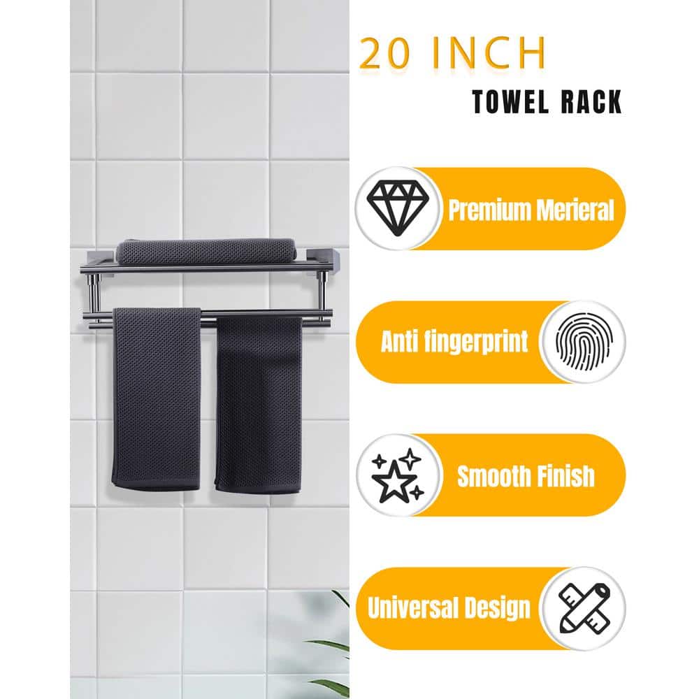 20 Inch Brushed Nickel Stainless Steel Wall Mounted Towel Rack