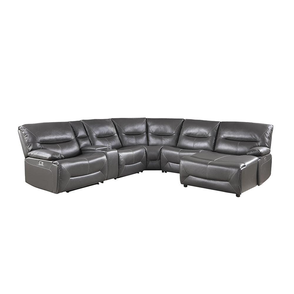 Halliday 119 in. Straight Arm 6-piece Faux Leather Power Reclining Sectiona