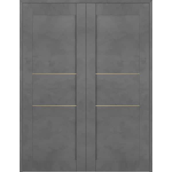 Belldinni Vona 07 2H Gold 72 in. x 80 in. Both Active Dark Urban Wood Composite Double Prehung Interior Door