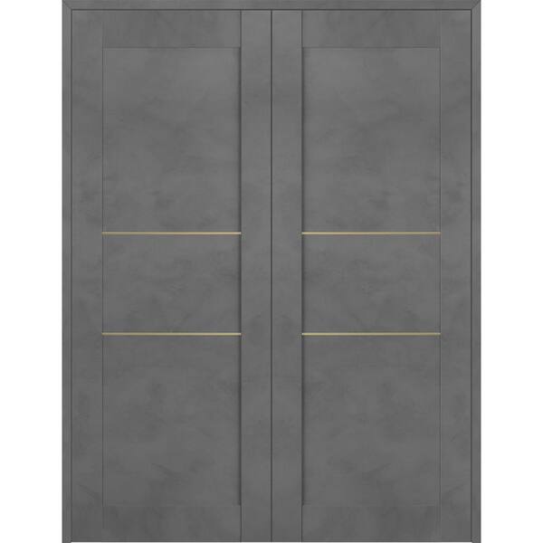 Belldinni Vona 07 2H Gold 56 in. x 80 in. Both Active Dark Urban Wood Composite Double Prehung Interior Door