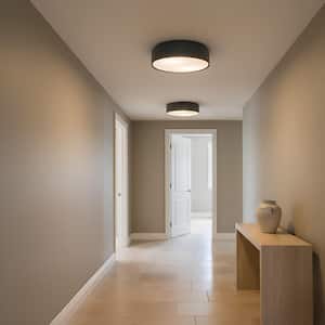 Dartmore 18 in. W x 5.625 in. H 3-Light Midnight Black Modern Flush Mount with Steel Shade and No Bulbs Included