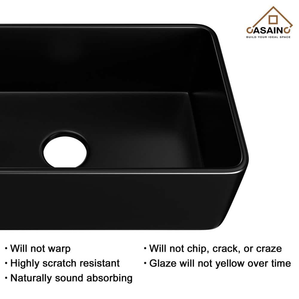 Matte Black Fireclay Single Bowl Farmhouse Kitchen Sink