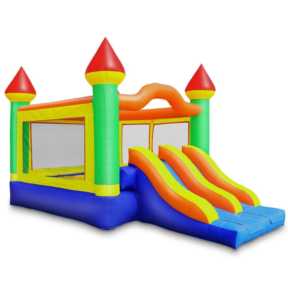 Mega Party Bounce House with Double Slide in Multicolor PVC