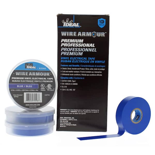 vruchten Voorkomen Vestiging IDEAL Wire Armour 3/4 in. x 66 ft. Premium Vinyl Tape, Blue (10-Pack)  46-35-BLU-10PK - The Home Depot