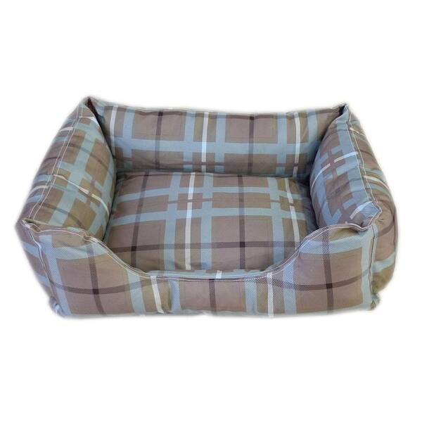 Carolina Pet Company Brutus Tuff Kuddle Large Blue/Brown Plaid Lounge Bed