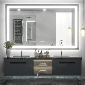 55 in. W x 30 in. H Large Rectangular Frameless High Lumen LED Anti-Fog Dimmable Wall Mounted Bathroom Vanity Mirror