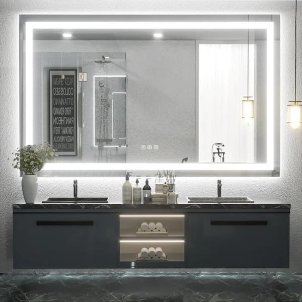 Andrea 55 in. W x 30 in. H Large Rectangular Frameless High Lumen LED Anti-Fog Dimmable Wall Mounted Bathroom Vanity Mirror
