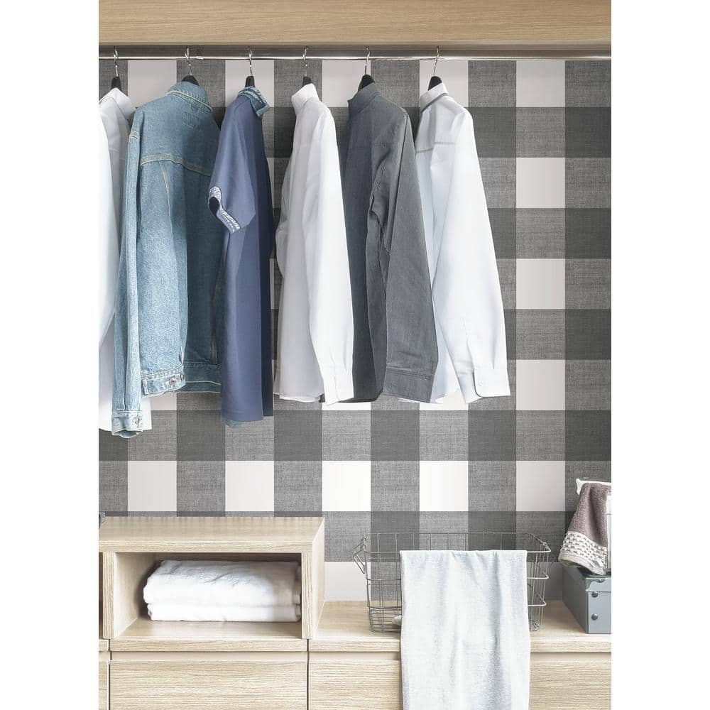 Grey and White Plaid Self-Adhesive Removable Wallpaper