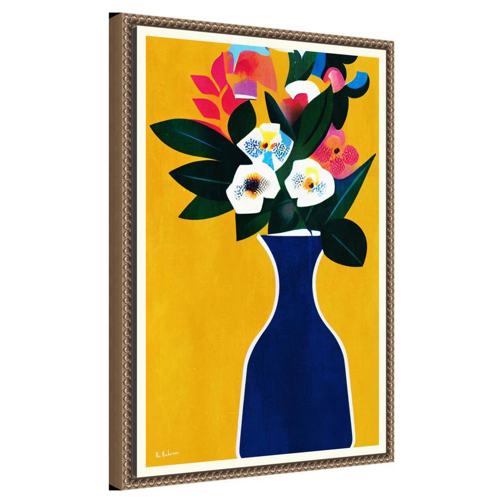Sunshine Flowers Abstract Canvas Print with Bronze Frame