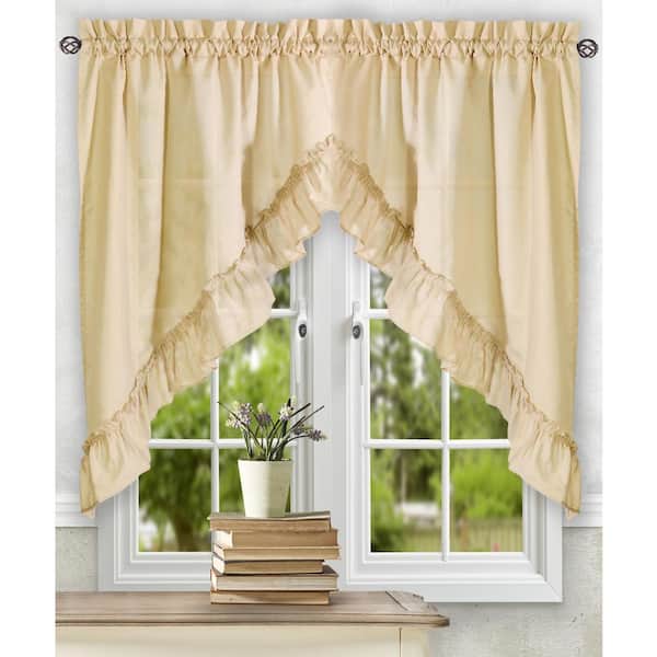 Ellis Curtain Stacey 38 in. L Polyester/Cotton Swag Valance Pair in Almond