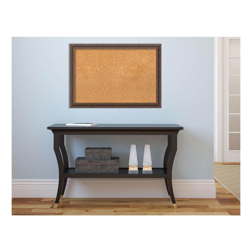 Amanti Art Distressed Rustic Brown Wood 27 in. x 19 in. Framed Cork Memo  Board DSW3982840 The Home Depot