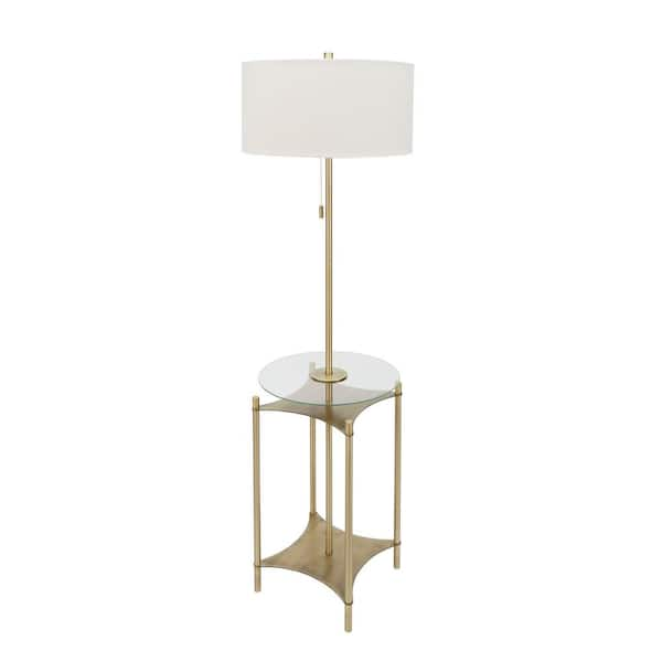 Silverwood Furniture Reimagined Alyssa 56.5 in. Gold Floor Lamp with Linen Shade