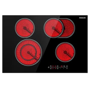 30 in. Built-in Radiant Electric Cooktop Ceramic Glass in Black with 4 Elements including Dual Zone Heating