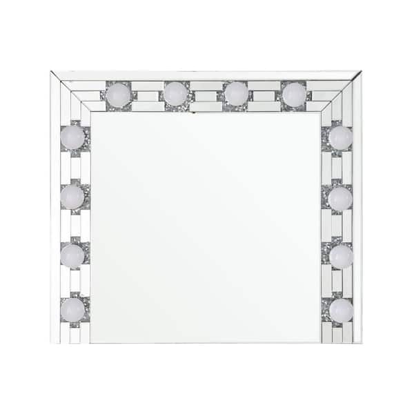 HomeRoots 32 in. W x 28 in. H Glass Silver Vanity Mirror