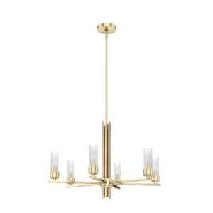 Gatz 6-Light Alturas Gold Candlestick Chandelier with Ribbed Glass Shades