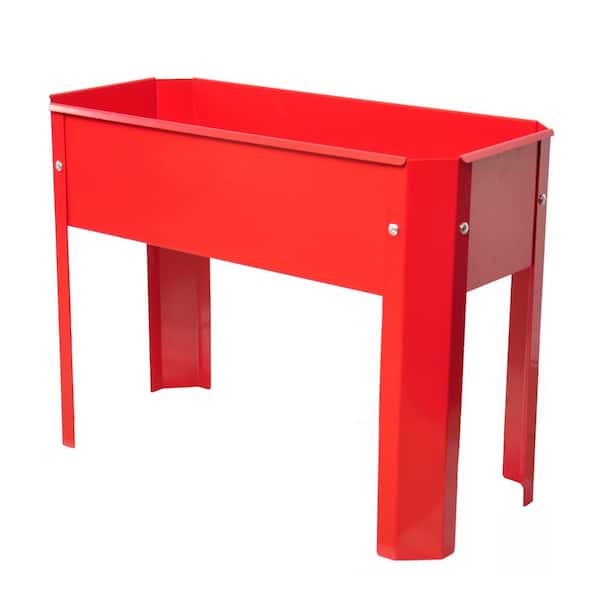 Unbranded Mini Metal Raised Planter with Legs in Red