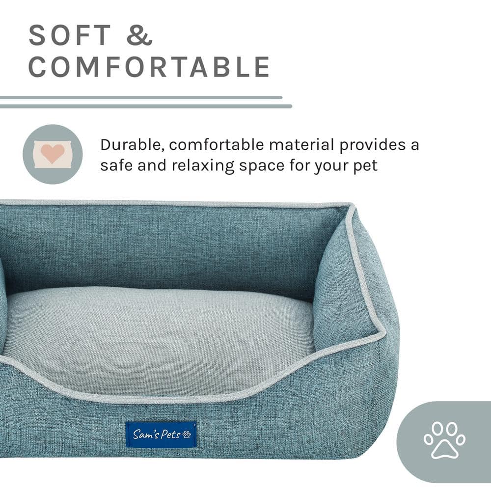 Teal and Gray Polyester Elevated Outdoor Pet Bed, X-Small