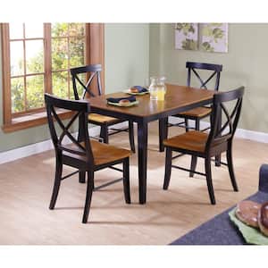 Mia 5-Piece 30 in. Black/Cherry Rectangular Solid Wood Dining Set with Alexa Chairs