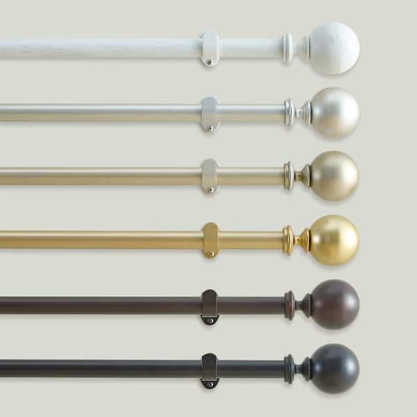 Cordelia Single Curtain Rod with Globe Ball Finial, Soft Gold - 32"W x 142"L