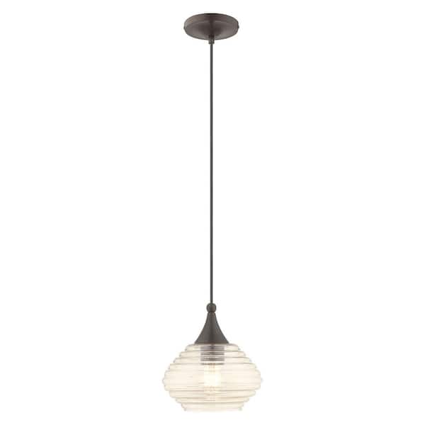 AVIANCE LIGHTING Midand 1-Light English Bronze Mini Pendant with Champagne Glass