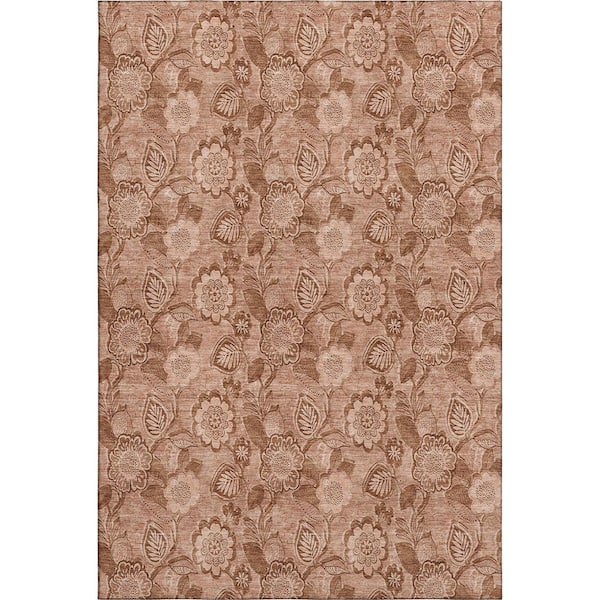 Mayfield Premium Machine Washable Abstract AMF1939 Terracotta 5 ft. x 7 ft. 6 in. Area Rug