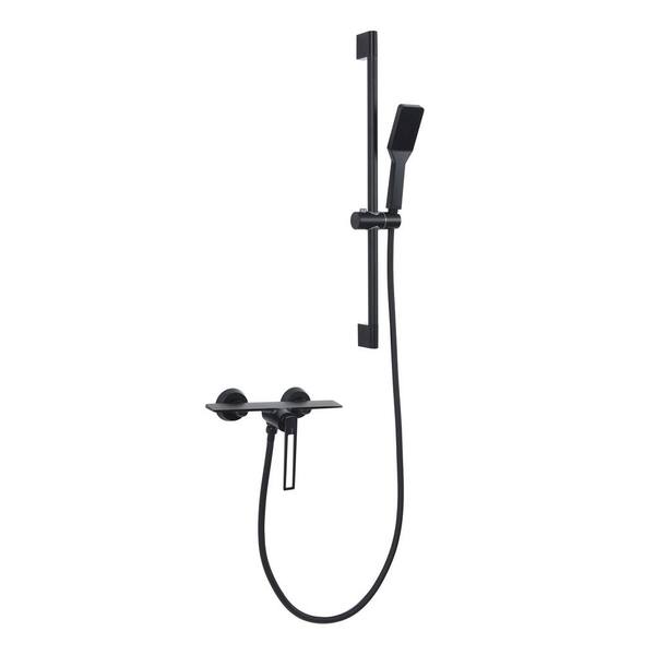 Unbranded Single Handle 1-Spray Tub and Shower Faucet 2.0 GPM with Liftable Handheld Shower in. Matt Black (Valve Included)