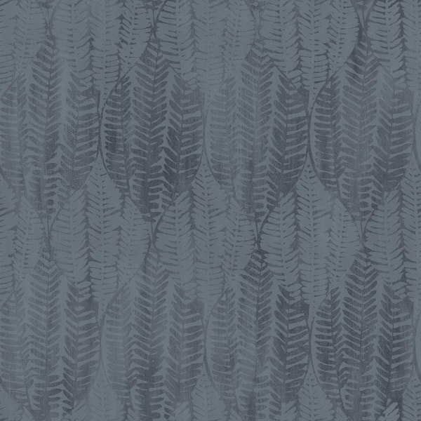 Unbranded Bazaar Collection Dark Teal Metallic Wasabi Leaf Design Non-WOven Paper Non-Pasted Wallpaper Roll (Covers 57 sq. ft.)