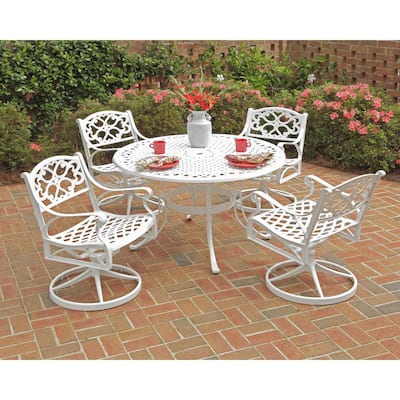 Umbrella Hole White Patio Dining, White Steel Patio Chairs