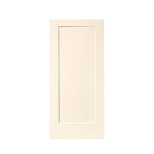 36 in. x 80 in. 1-Panel Hollow Core Beige Stained Composite MDF Interior Door Slab for Pocket Door